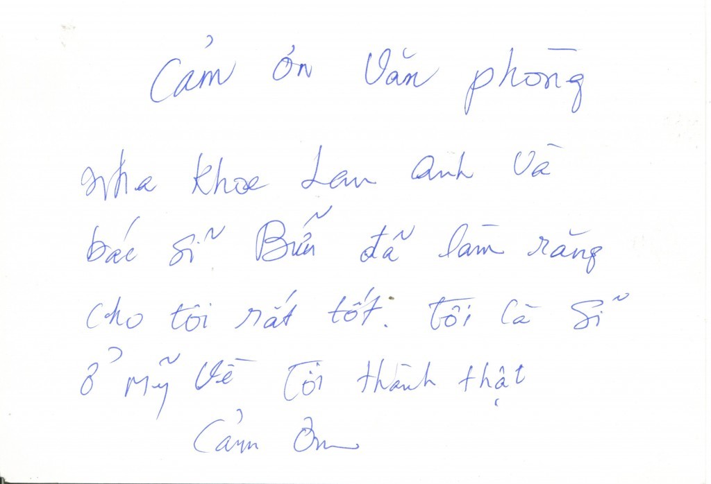 thu cam on bac si Cam on cac bac si o nha khoa lan anh
